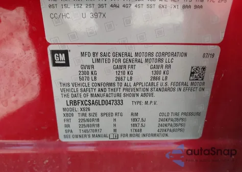 2020 Buick Envision Fwd Essence from USA, damaged, VIN LRBFXCSA6LD047333